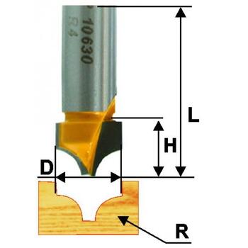 Фреза пазовая фасонная d22,2*R9,5*Н15*12